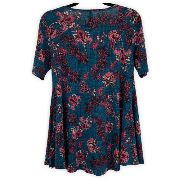 Lularoe Perfect T Womens Floral Top Cottagecore Blue Pink XXS - Picture 2 of 10